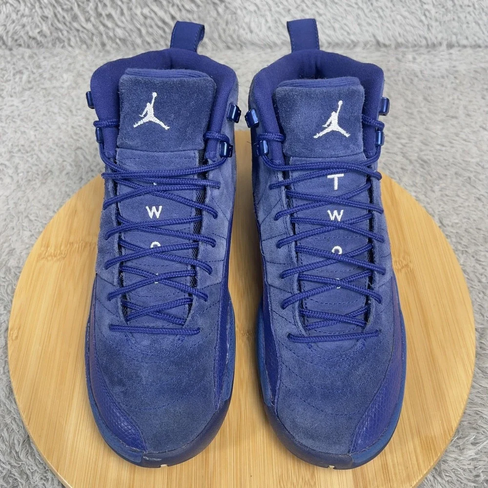 Jordan 12 Retro Shoes Youth 7Y Deep Royal Blue Suede Nike Basketball 153265-400